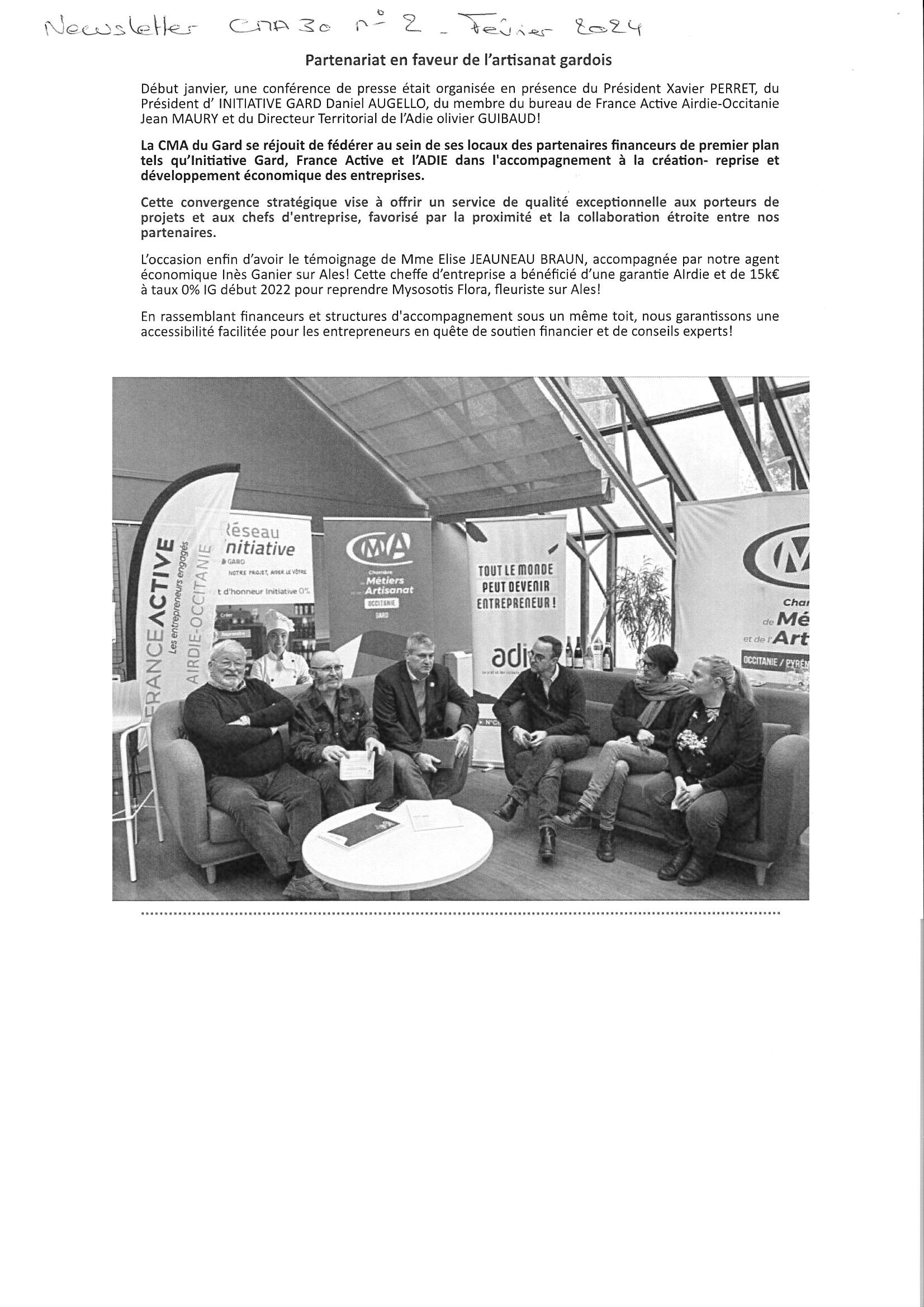 Newsletter CMA 30 partenariat
